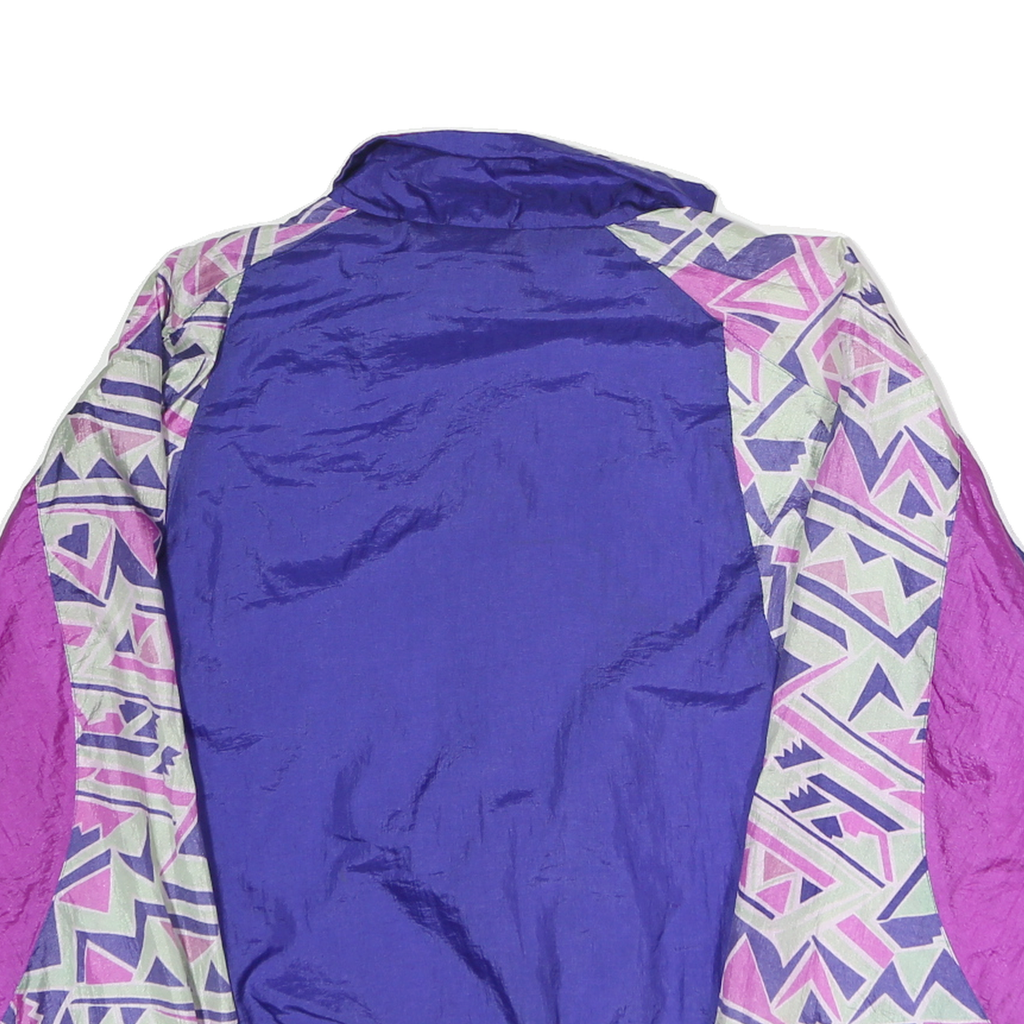 PRO SPIRIT Womens Purple & Lilac Geometric Print Nylon Zip Jacket L Lightweight