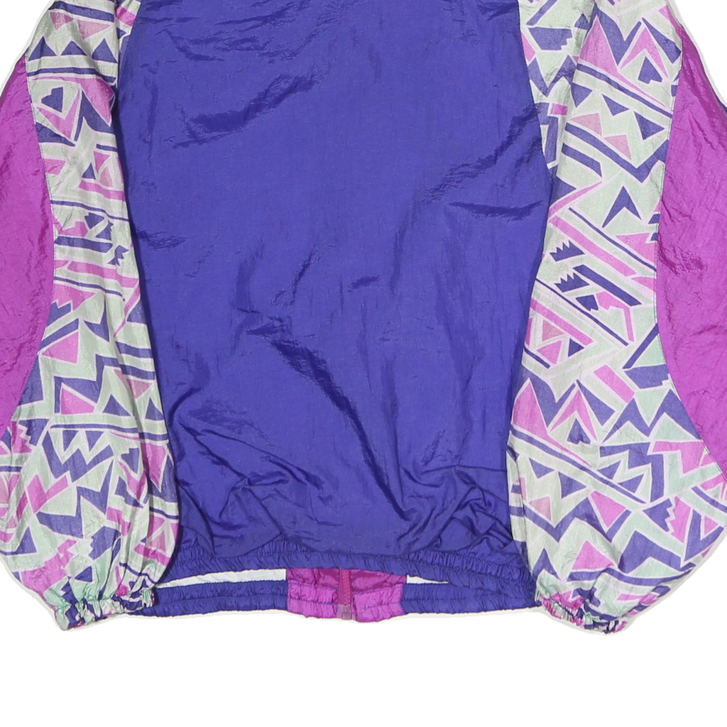 PRO SPIRIT Womens Purple & Lilac Geometric Print Nylon Zip Jacket L Lightweight