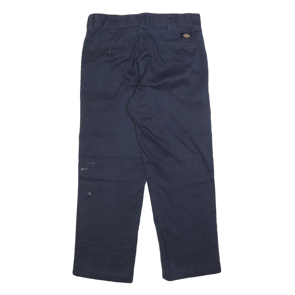 DICKIES Mens Cotton Blend Navy Regular Straight Leg Trousers W34 L30 Workwear