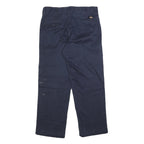 DICKIES Mens Cotton Blend Navy Regular Straight Leg Trousers W34 L30 Workwear