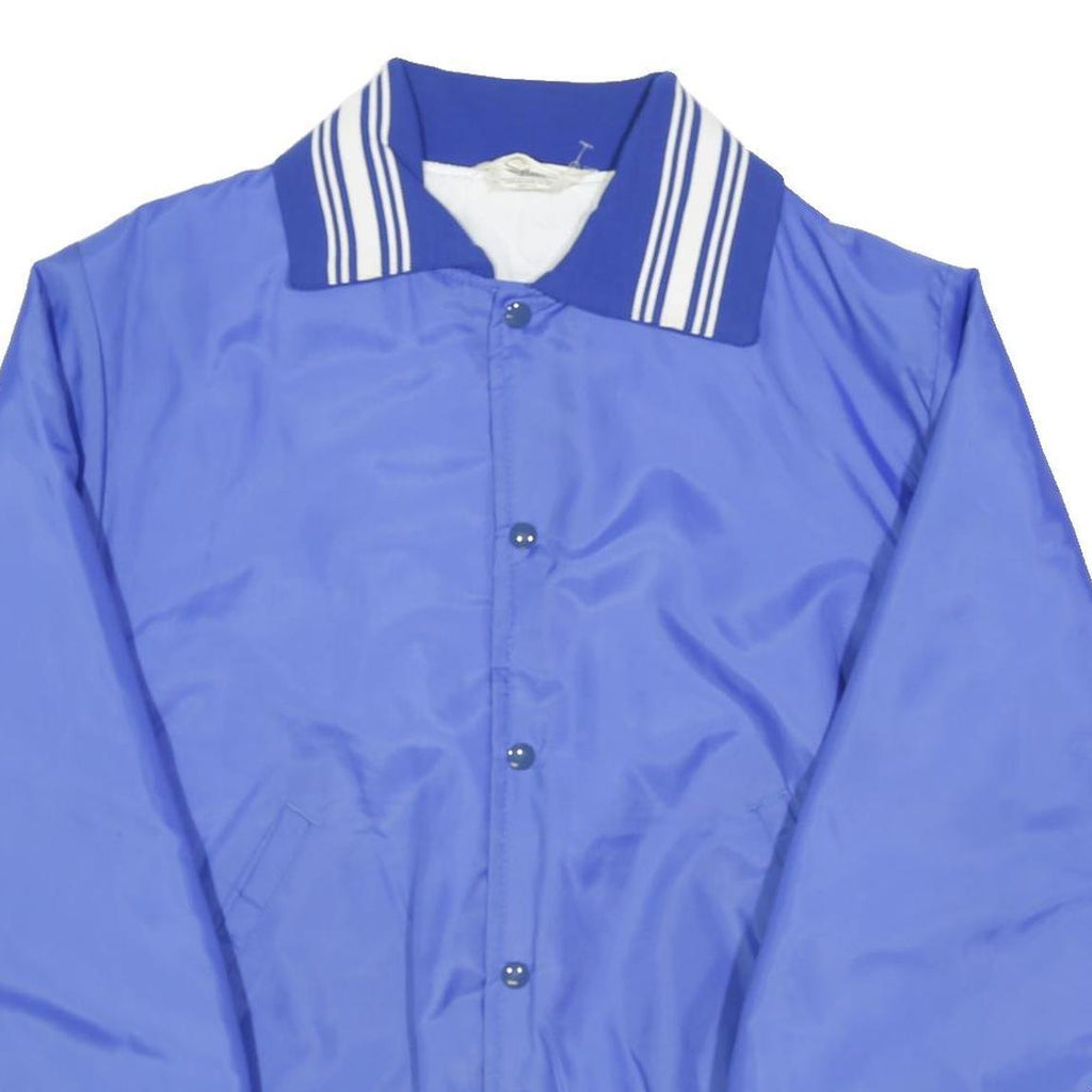 GEM SPORTSWEAR Mens Blue Button Nylon Classic Bomber L Jacket Varsity Retro