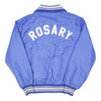 GEM SPORTSWEAR Mens Blue Button Nylon Classic Bomber L Jacket Varsity Retro