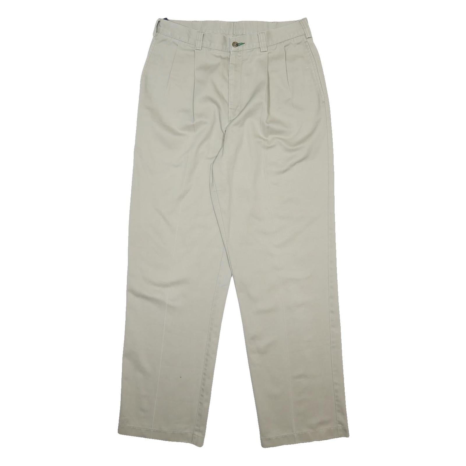 TOMMY HILFIGER Mens Cotton Beige Regular Fit Straight Leg Trousers W32 L32