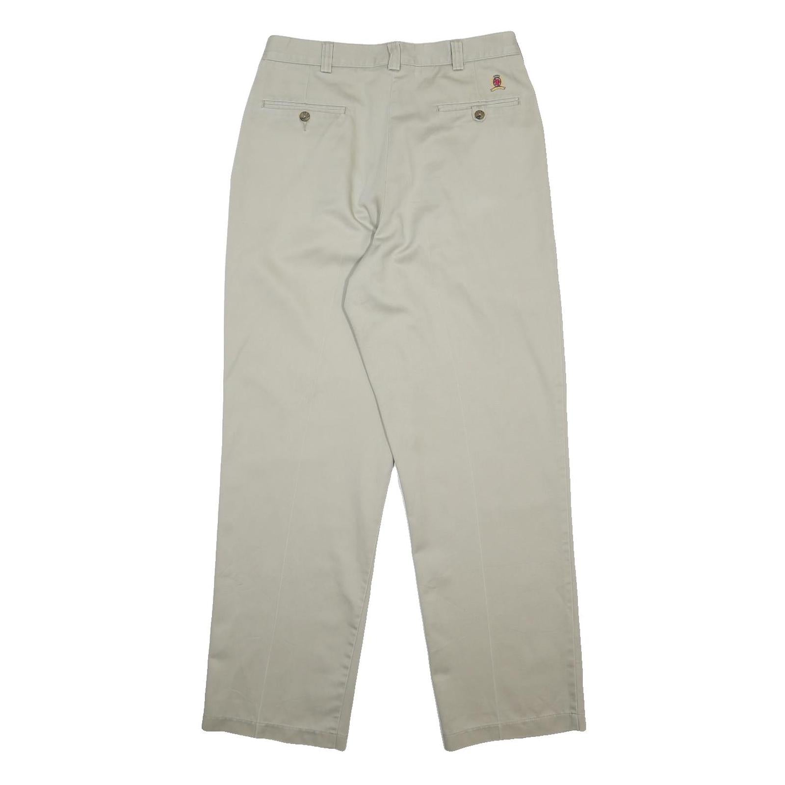 TOMMY HILFIGER Mens Cotton Beige Regular Fit Straight Leg Trousers W32 L32