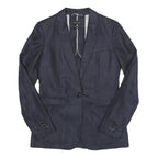 MASSIMO DUTTI Womens Navy Blue Blazer Jacket S Linen Blend Classic Tailored