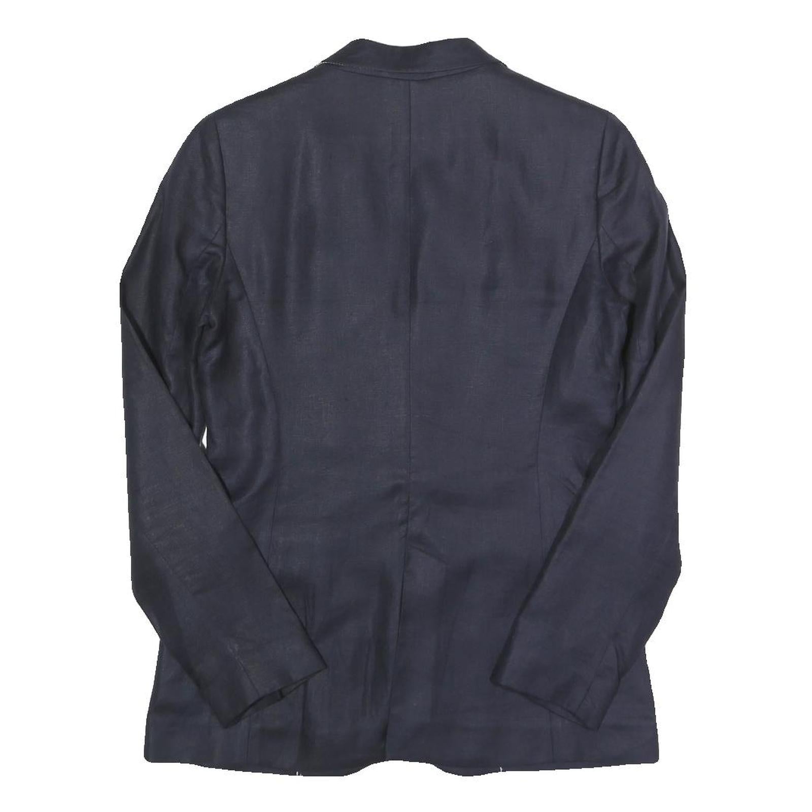 MASSIMO DUTTI Womens Navy Blue Blazer Jacket S Linen Blend Classic Tailored