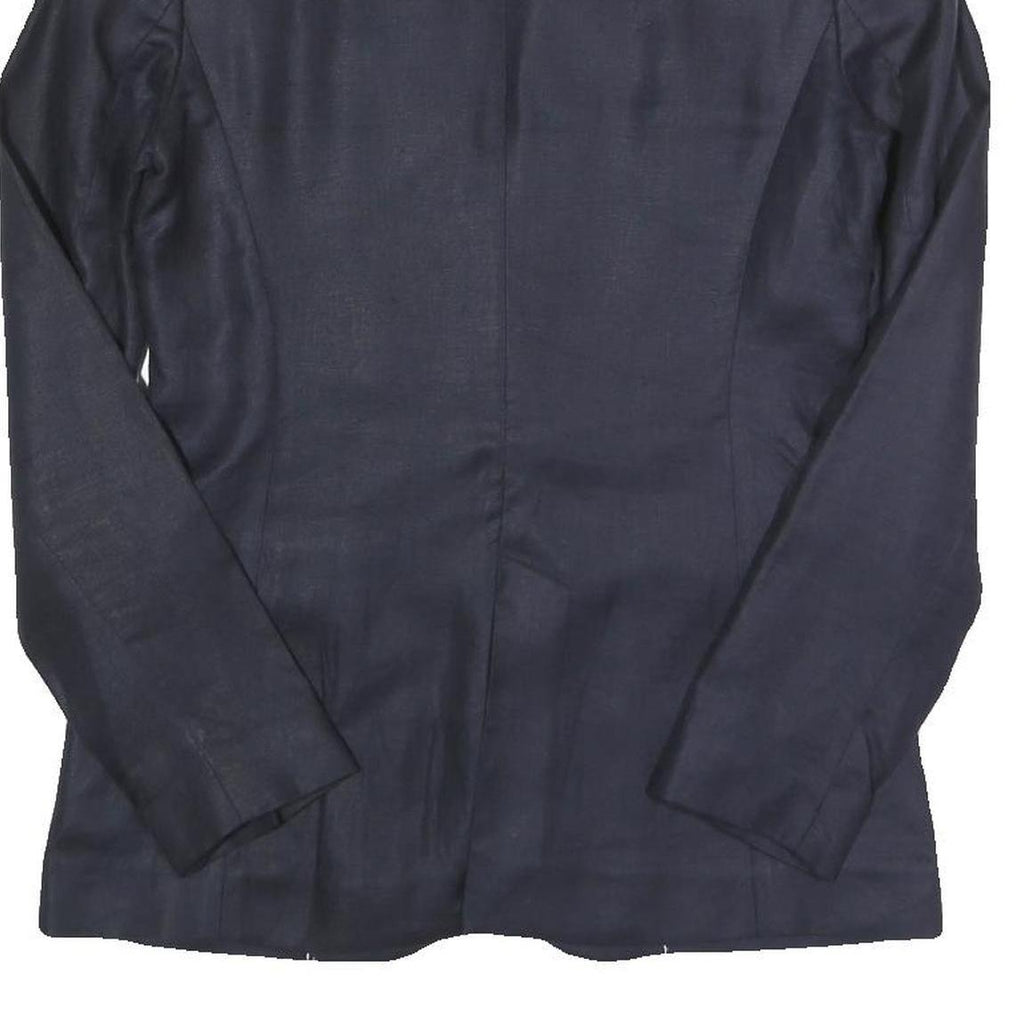 MASSIMO DUTTI Womens Navy Blue Blazer Jacket S Linen Blend Classic Tailored
