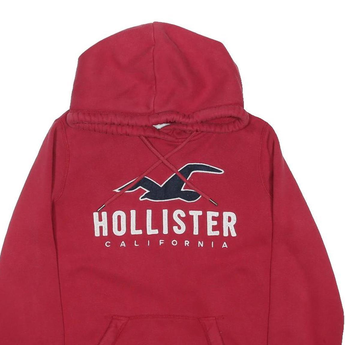 HOLLISTER Mens Red Hoodie M Cotton Blend Pullover Hooded Sweatshirt Casual