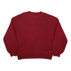 Womens Red Plain Pullover Jumper Crew Neck Basic Knit L Polyester Comfortable