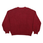 Womens Red Plain Pullover Jumper Crew Neck Basic Knit L Polyester Comfortable