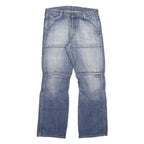 Mens Blue Relaxed Jeans Denim Medium W35 L33 Casual Workwear Button Closure