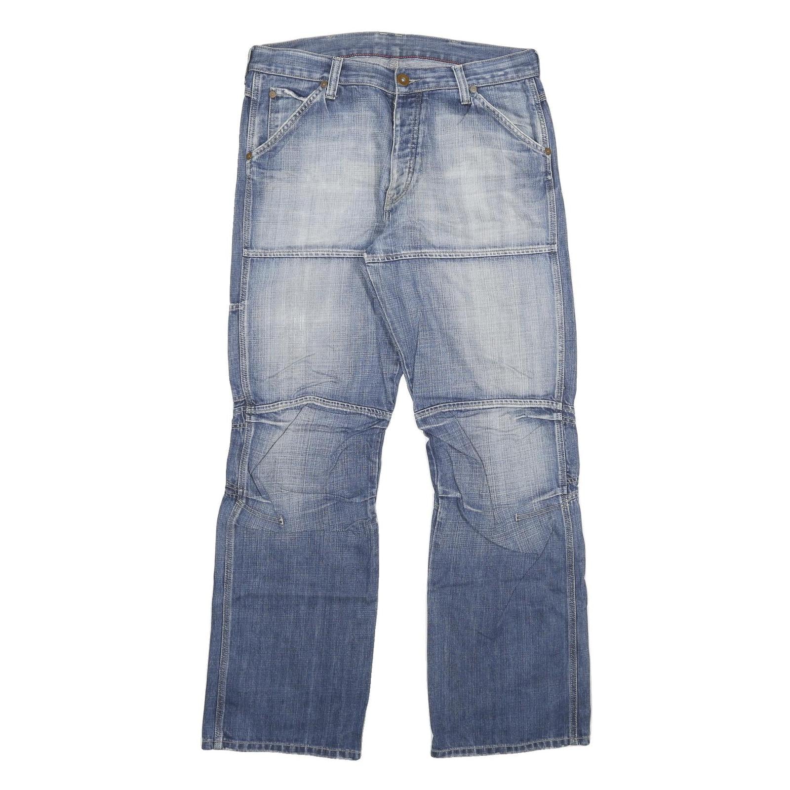 Mens Blue Relaxed Jeans Denim Medium W35 L33 Casual Workwear Button Closure