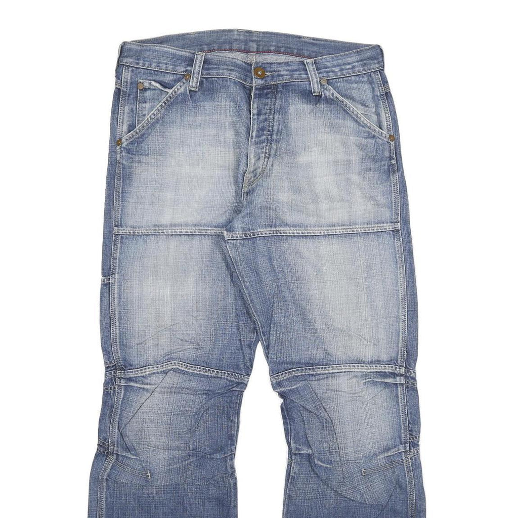 Mens Blue Relaxed Jeans Denim Medium W35 L33 Casual Workwear Button Closure