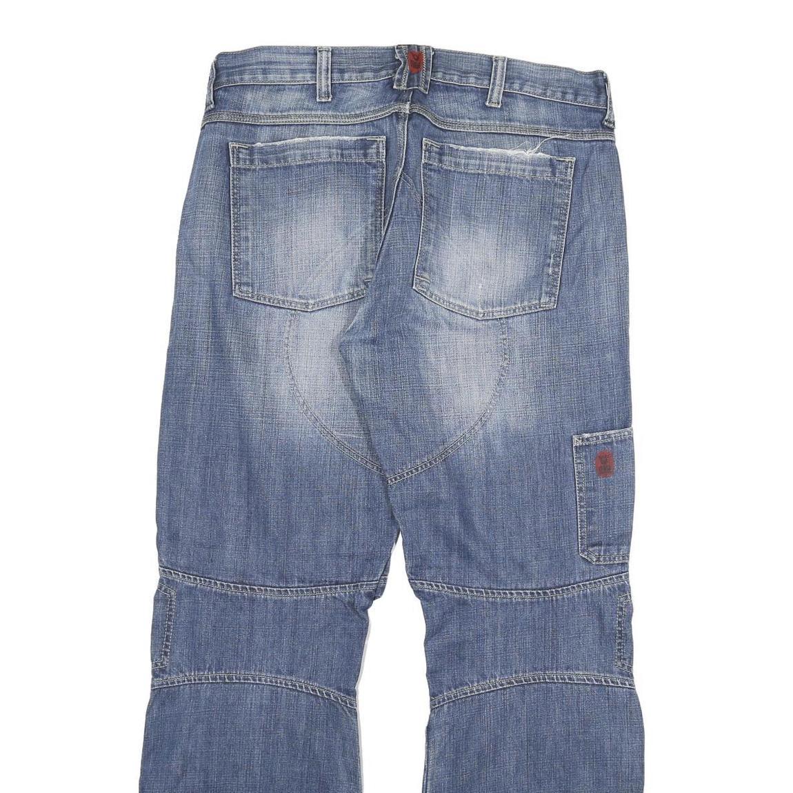 Mens Blue Relaxed Jeans Denim Medium W35 L33 Casual Workwear Button Closure