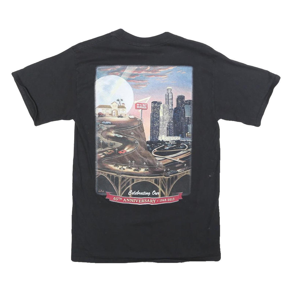 HANES Mens Black Graphic T-Shirt S Short Sleeve Crew Neck California Print