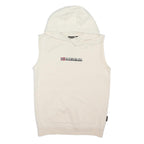 NAPAPIJRI Mens Cream Sleeveless Hoodie S Cotton Blend Casual Sleeveless Hooded