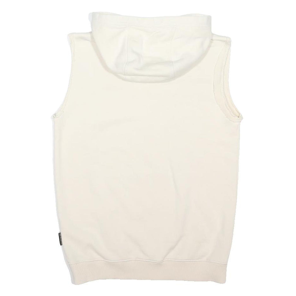 NAPAPIJRI Mens Cream Sleeveless Hoodie S Cotton Blend Casual Sleeveless Hooded