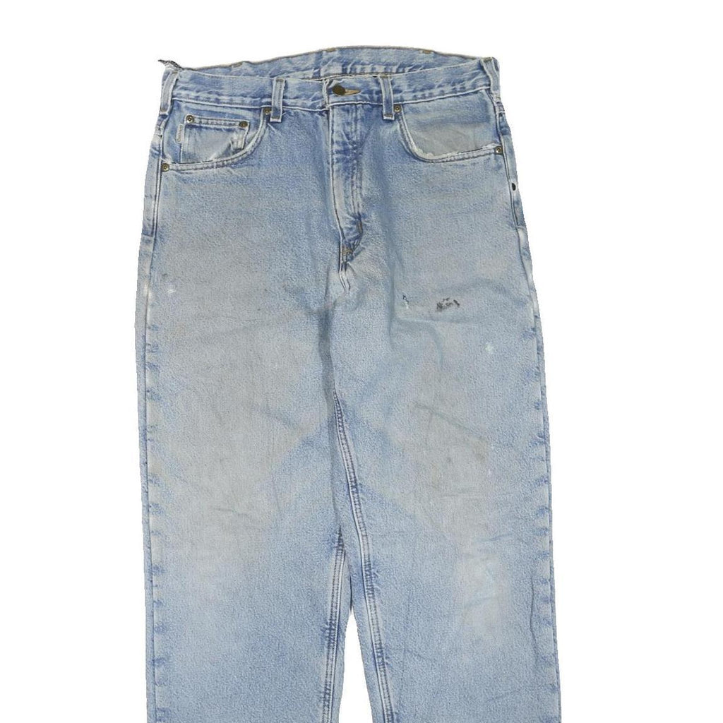 CARHARTT Mens Jeans Blue Regular Straight Denim Light W34 L34 Workwear Zip