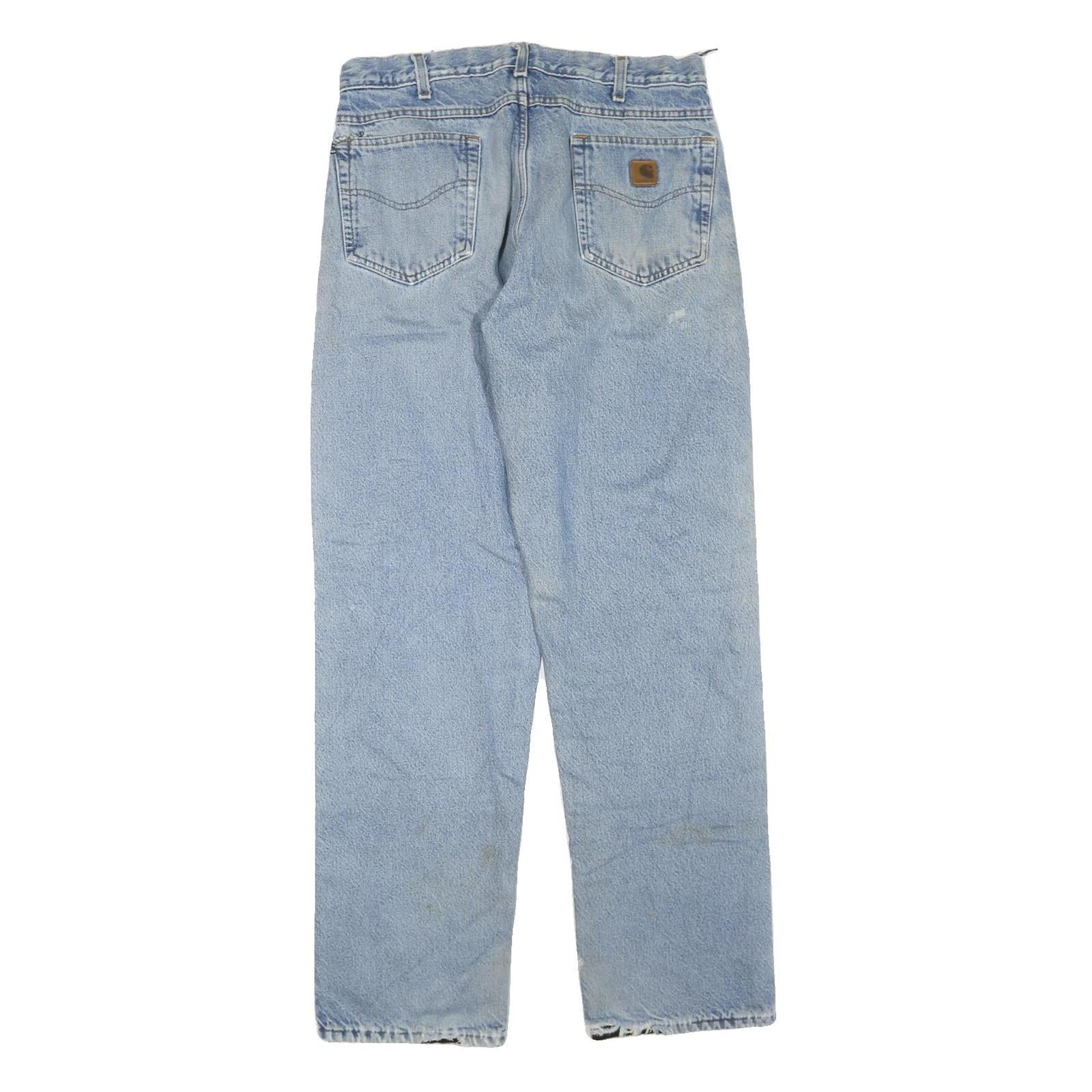 CARHARTT Mens Jeans Blue Regular Straight Denim Light W34 L34 Workwear Zip