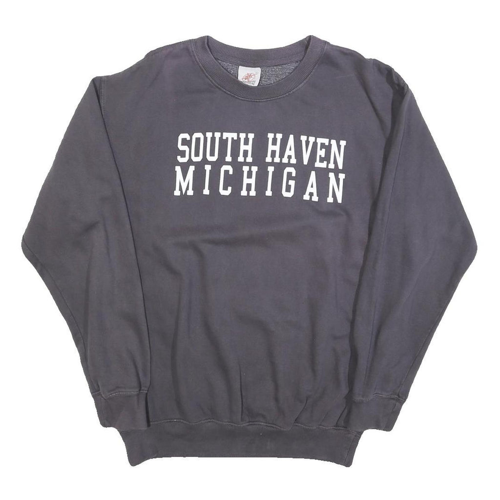 WORLDWIDE Mens Black South Haven Michigan Crew Neck M Cotton Blend Sweatshirt
