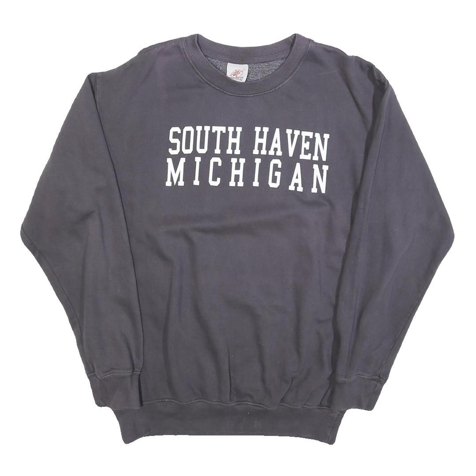 WORLDWIDE Mens Black South Haven Michigan Crew Neck M Cotton Blend Sweatshirt