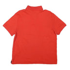 TOMMY HILFIGER Mens Red Short Sleeve Plain Polo Shirt L Cotton Blend Casual