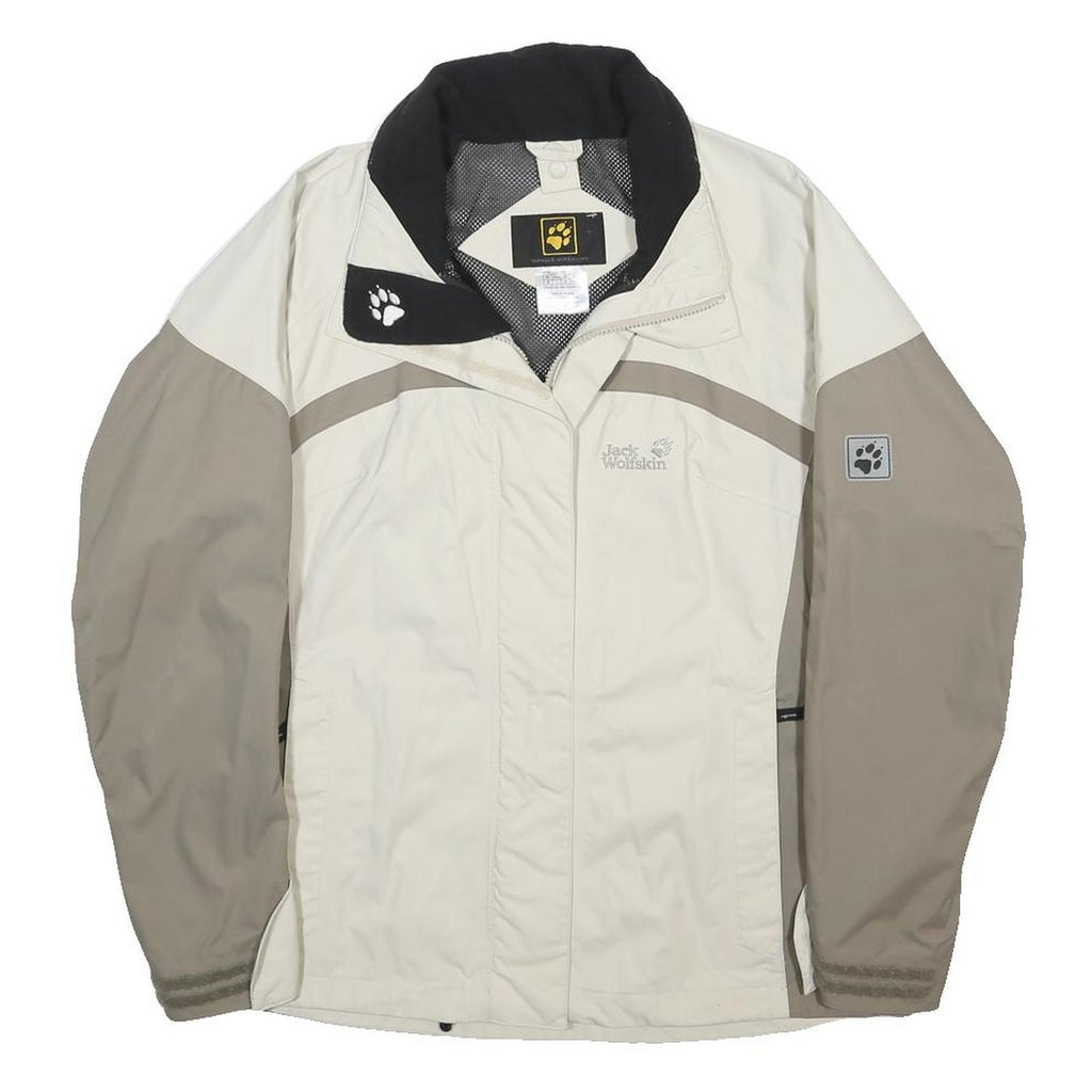JACK WOLFSKIN Womens White & Beige Outdoor Zip Jacket UK 14 Polyamide Blend