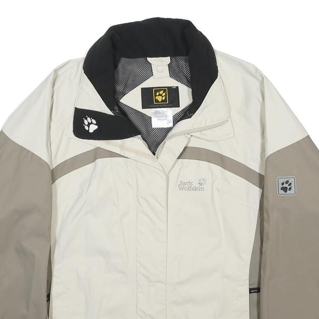 JACK WOLFSKIN Womens White & Beige Outdoor Zip Jacket UK 14 Polyamide Blend