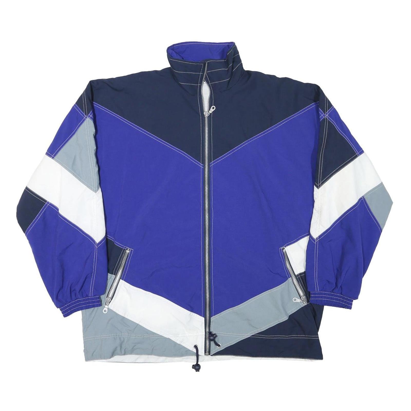 MARKA Mens Blue White Grey Colourblock Zip Jacket M Polyester Blend Sportswear