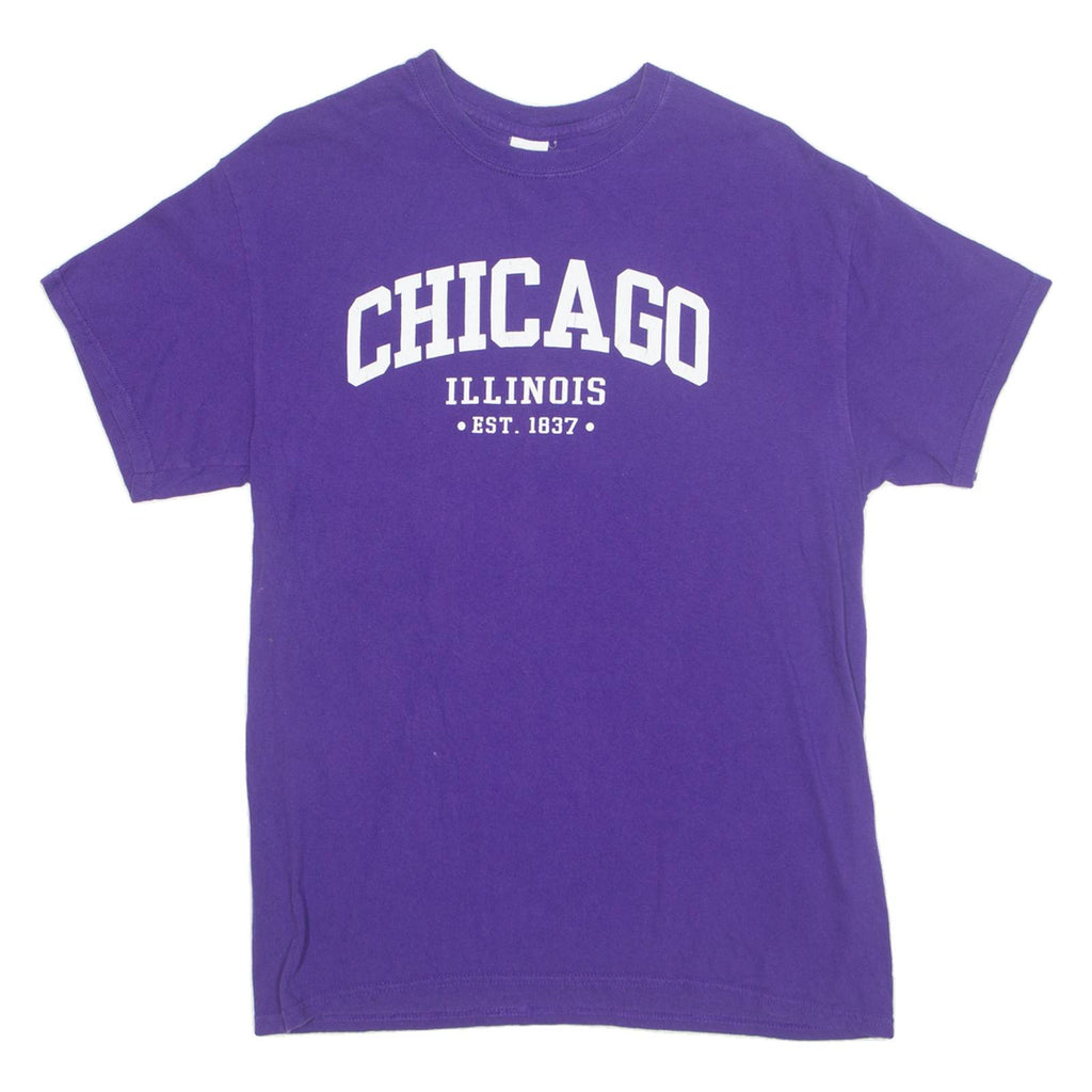 GILDAN Chicago Illinois Mens T-Shirt Purple USA M