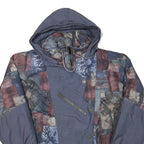 TSU Womens Blue & Multi Patchwork Polyester Blend Jacket M Zip Hooded