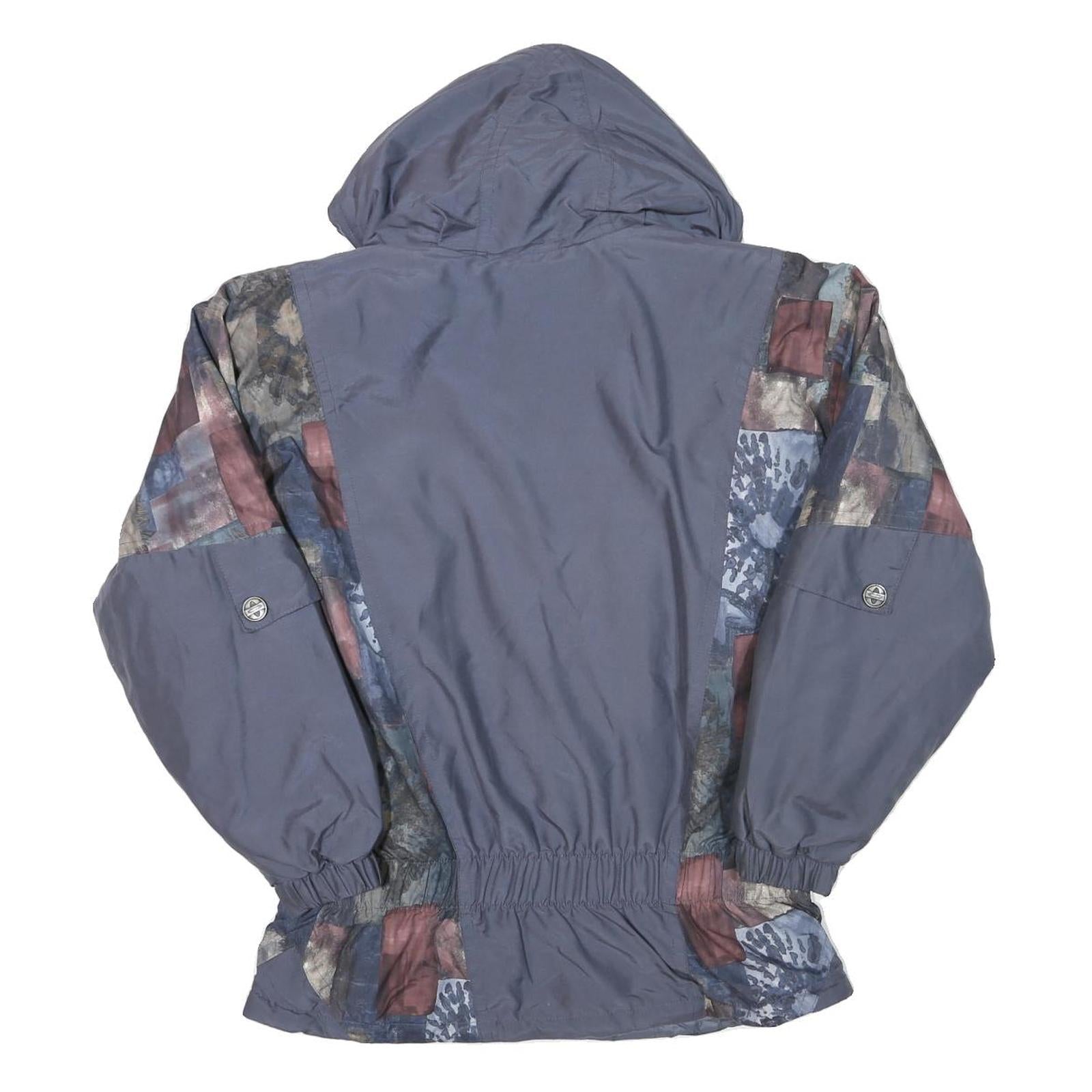 TSU Womens Blue & Multi Patchwork Polyester Blend Jacket M Zip Hooded