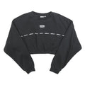 ADIDAS Womens Black Cropped Sweatshirt UK 14 Logo Print Cotton Blend Pullover
