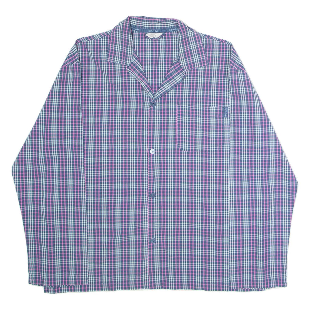 CALVIN KLEIN Womens Shirt Blue Check Long Sleeve M