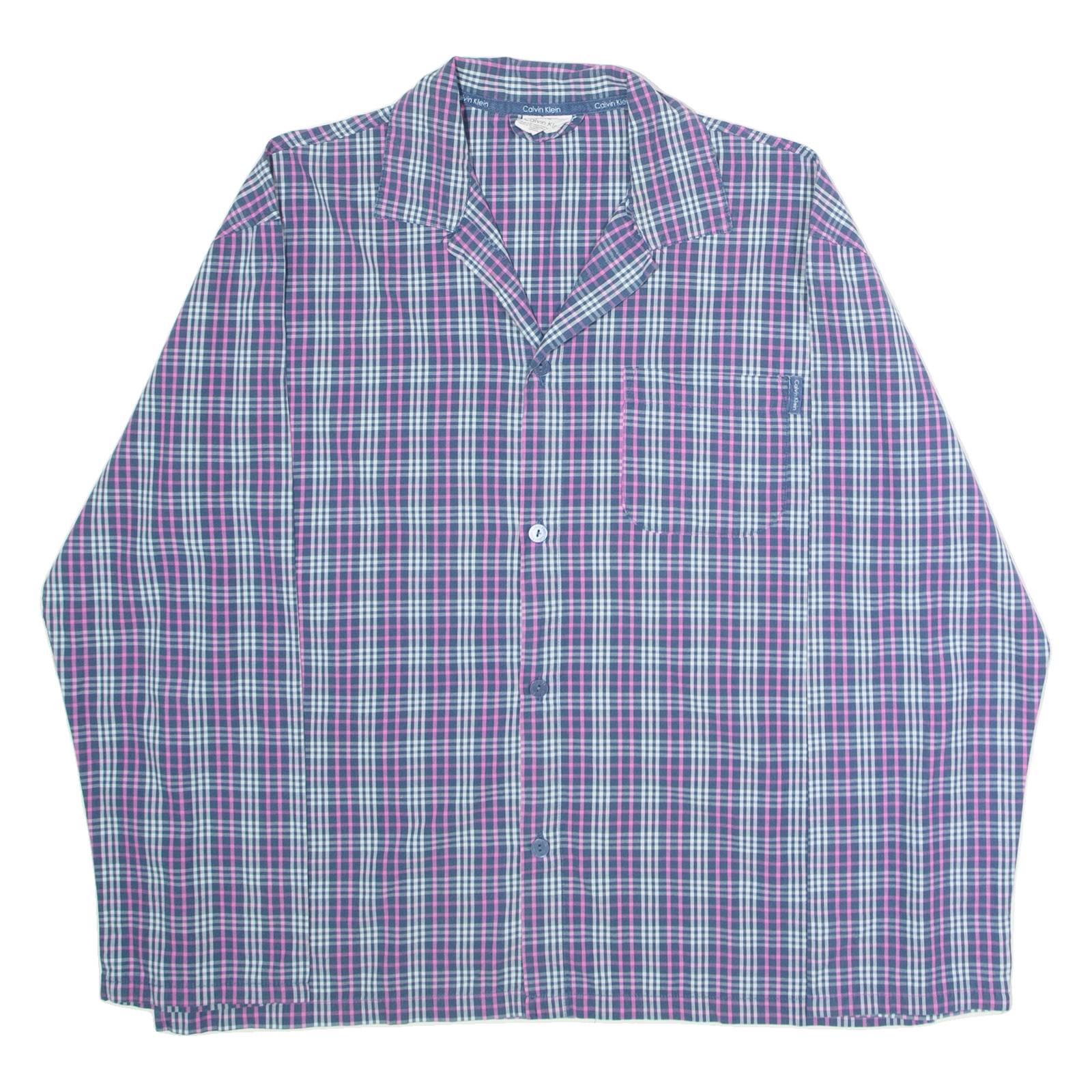 CALVIN KLEIN Womens Shirt Blue Check Long Sleeve M