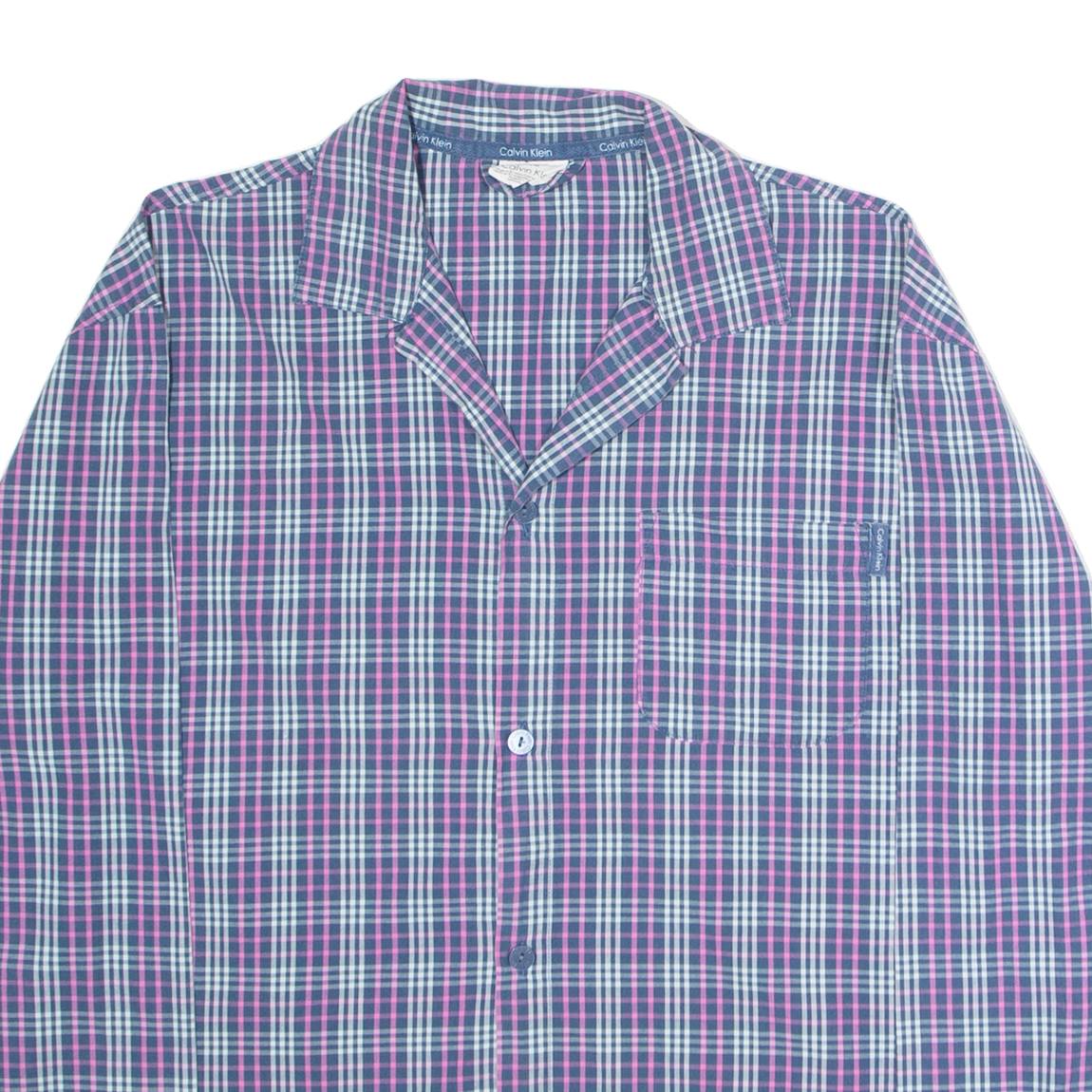 CALVIN KLEIN Womens Shirt Blue Check Long Sleeve M