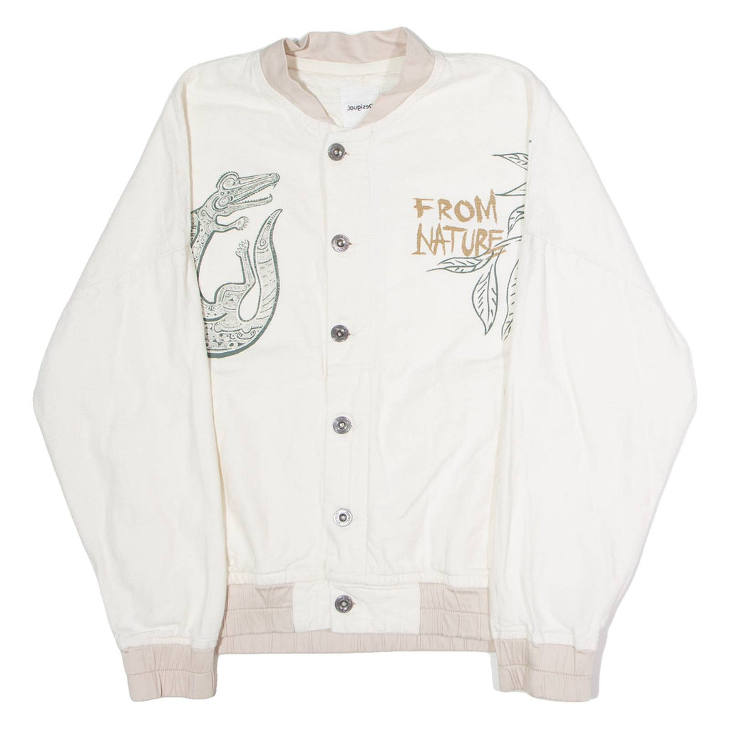 DESIGUAL From Nature Mens Bomber Jacket Cream Canvas M