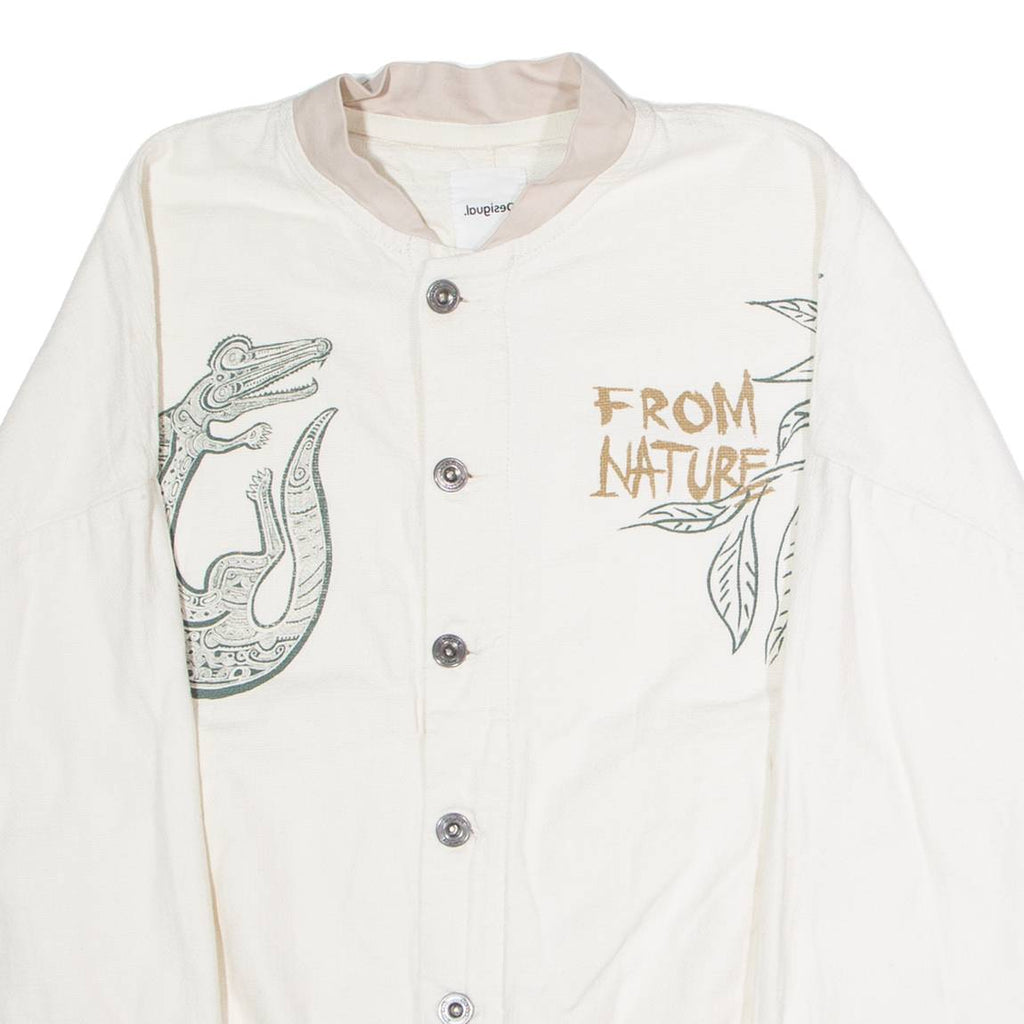 DESIGUAL From Nature Mens Bomber Jacket Cream Canvas M