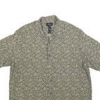 CLAIBORNE Mens Green Patterned Cotton Blend Shirt L Short Sleeve Casual