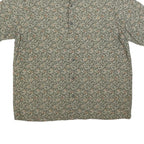 CLAIBORNE Mens Green Patterned Cotton Blend Shirt L Short Sleeve Casual