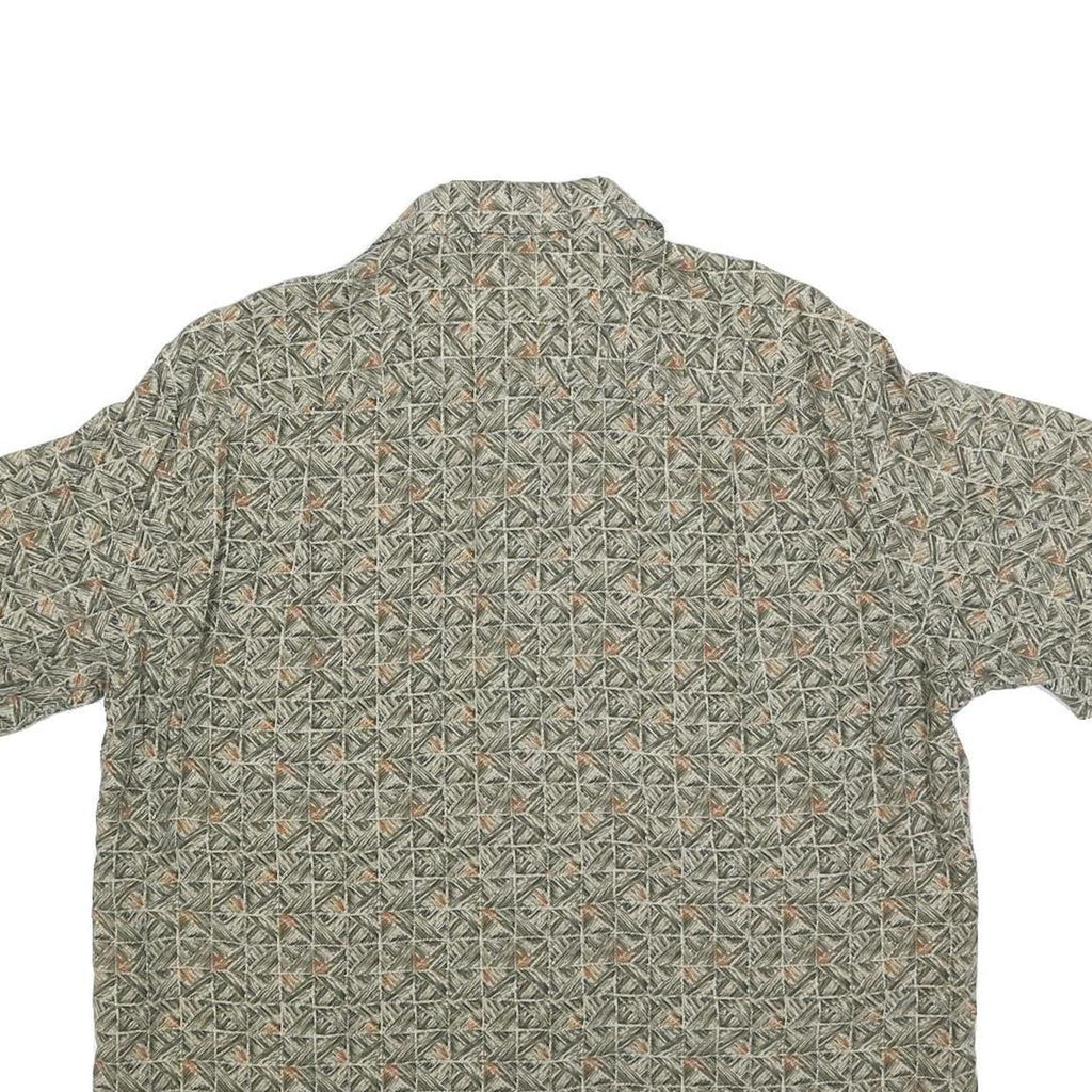 CLAIBORNE Mens Green Patterned Cotton Blend Shirt L Short Sleeve Casual