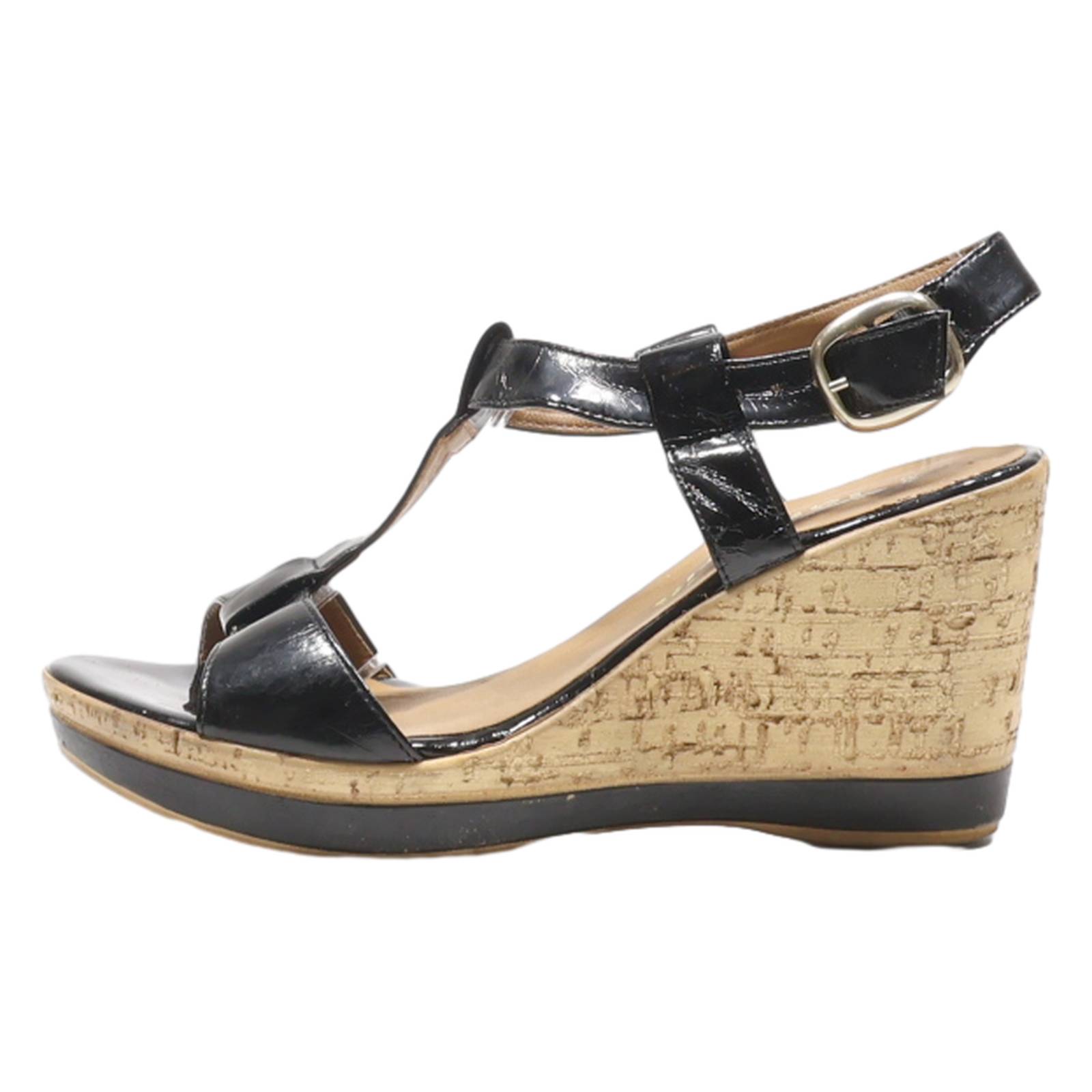 TAMARIS Wedge Heels Black Leather Mens UK 6