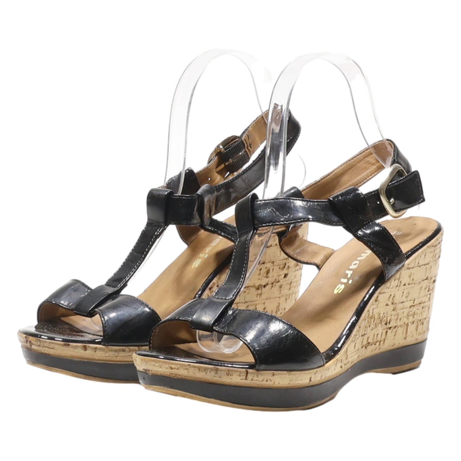 TAMARIS Wedge Heels Black Leather Mens UK 6