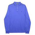 POLO RALPH LAUREN Mens Blue Long Sleeve Plain Polo Shirt S Cotton Blend