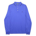 POLO RALPH LAUREN Mens Blue Long Sleeve Plain Polo Shirt S Cotton Blend