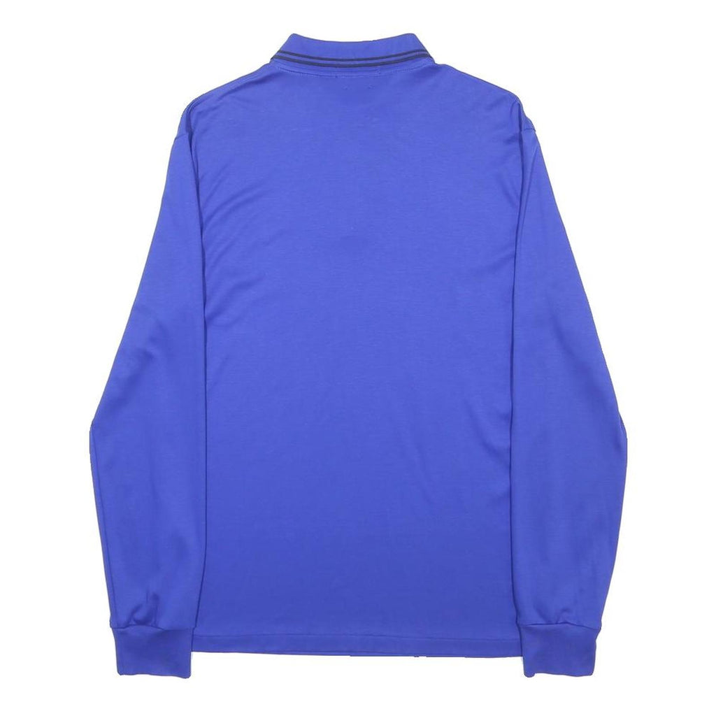POLO RALPH LAUREN Mens Blue Long Sleeve Plain Polo Shirt S Cotton Blend