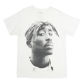 TUPAC Mens White Graphic T-Shirt M Short Sleeve Crew Neck Cotton Comfort
