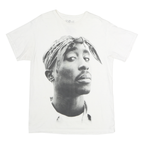 TUPAC Mens White Graphic T-Shirt M Short Sleeve Crew Neck Cotton Comfort