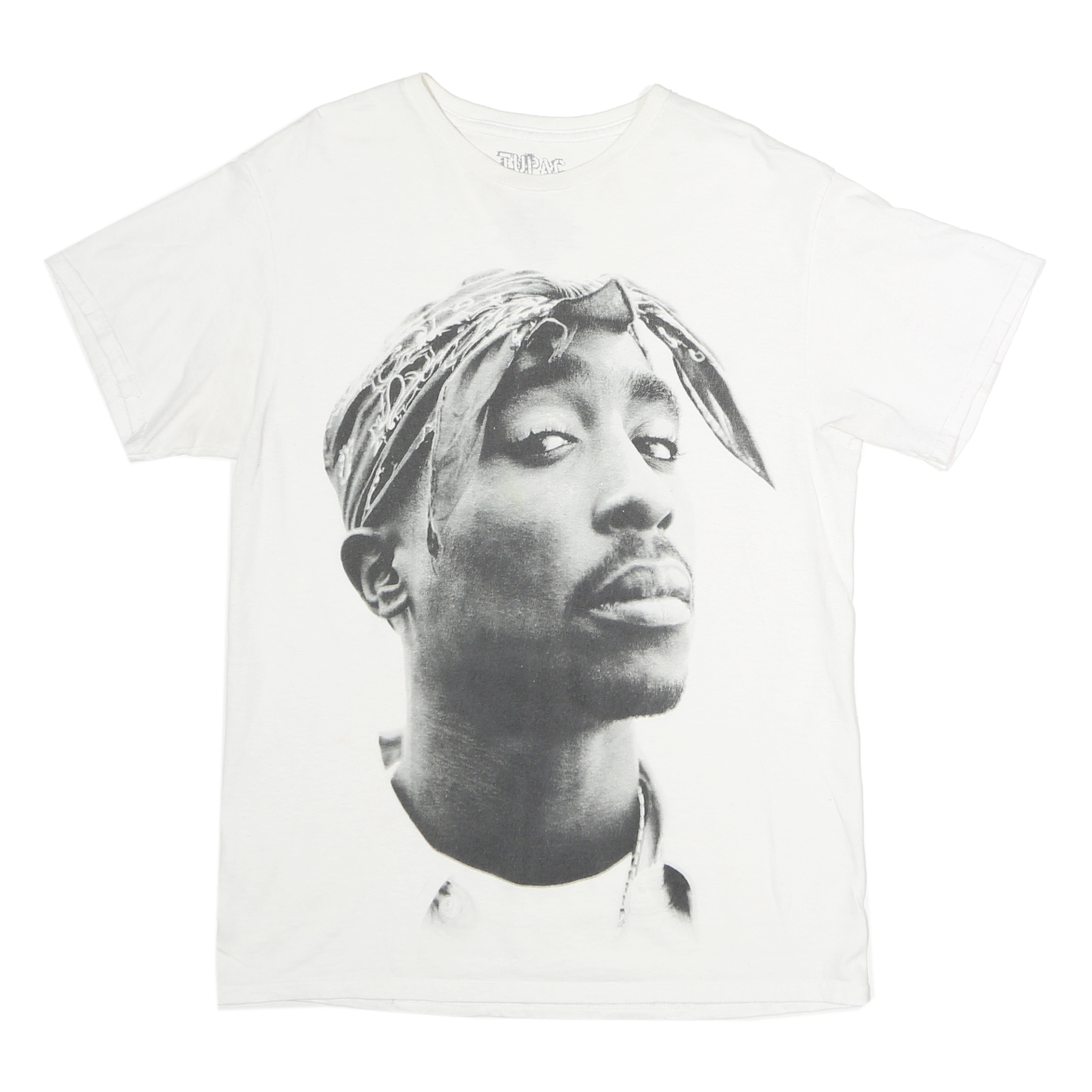 TUPAC Mens White Graphic T-Shirt M Short Sleeve Crew Neck Cotton Comfort