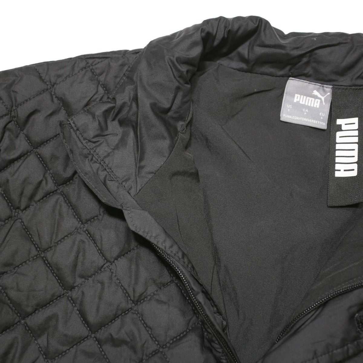 PUMA Mens Black Quilted Jacket S Polyester Blend Zip Sportwear